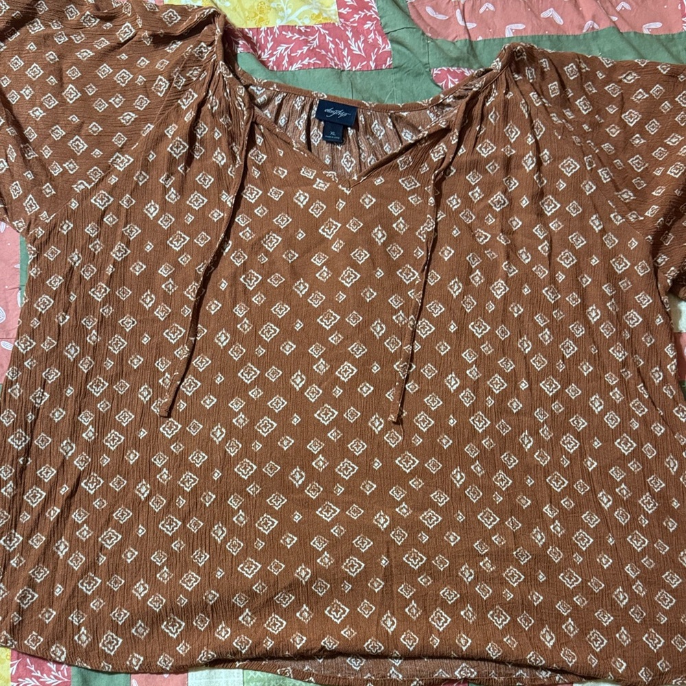 Daytrip Brown Geometric Women's Blouse